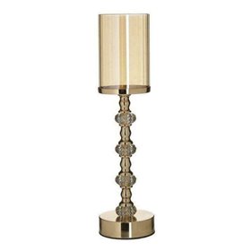 Inart Κηροπήγιο για Ρεσώ Γυάλινο Χρυσό 10x10x42cm Inart Κηροπήγιο για Ρεσώ Γυάλινο Χρυσό 10x10x42cm