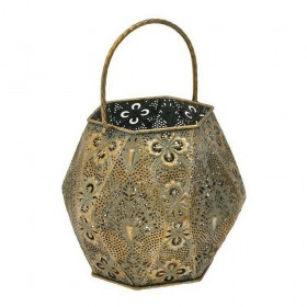 Inart Φαναράκι Μεταλλικό Χρυσό 23x23x20cm