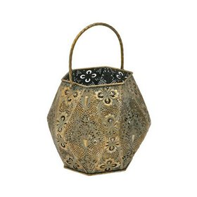 Inart Φαναράκι Μεταλλικό Χρυσό 21x21x17cm