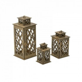 Click Σετ Φαναράκια Ξύλινα Καφέ 3τμχ