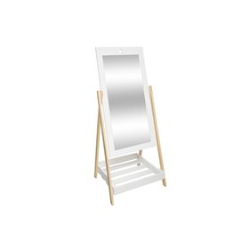 Pakoworld Καθρέπτης Δαπέδου Ξύλινος Denil Λευκός Καφέ 46.5x40x102cm