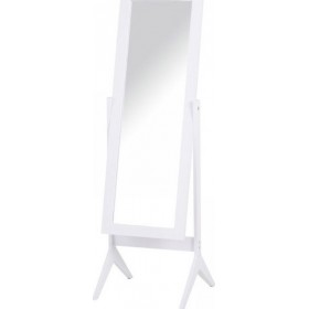 HomCom Καθρέπτης Δαπέδου Ξύλινος Λευκός Ρυθμιζόμενος 47x42x148cm