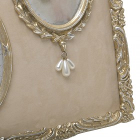 Inart Οβάλ Πολυκορνίζα Πολυρητίνης 2 Θέσεων με Χρυσό Πλάισιο Χρυσή-Μπεζ Inart Οβάλ Πολυκορνίζα Πολυρητίνης 2 Θέσεων με Χρυσό Πλάισιο Χρυσή-Μπεζ