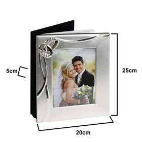 Inart Άλμπουμ Γάμου Κατάλληλο για Φωτογραφίες 13x18cm Ασημί με Βέρες 20x25cm