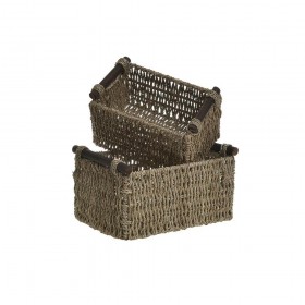 Σετ Διακοσμητικά Καλάθια Ψάθινα Φυσικό 2τμχ Inart