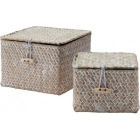 Espiel Σετ Διακοσμητικά Κουτιά Ψάθινα Μπεζ 2τμχ Espiel Σετ Διακοσμητικά Κουτιά Ψάθινα Μπεζ 2τμχ