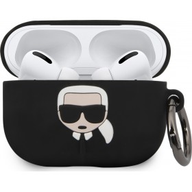 Karl Lagerfeld Iconic Θήκη Σιλικόνης με Γάντζο σε Μαύρο χρώμα για Apple AirPods Pro Karl Lagerfeld Iconic Θήκη Σιλικόνης με Γάντζο σε Μαύρο χρώμα για Apple AirPods Pro
