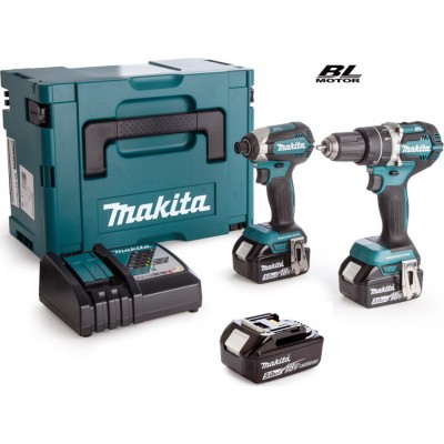 Makita DLX2180TJ1 Σετ Κρουστικό Δραπανοκατσάβιδο &amp Παλμικό Κατσαβίδι 18V με 3 Μπαταρίες 5Ah και Θήκη