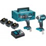 Makita DLX2221JX3 Σετ Κρουστικό Δραπανοκατσάβιδο &amp Παλμικό Κατσαβίδι 18V με 3 Μπαταρίες 3Ah και Θήκη