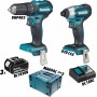 Makita DLX2221JX3 Σετ Κρουστικό Δραπανοκατσάβιδο &amp Παλμικό Κατσαβίδι 18V με 3 Μπαταρίες 3Ah και Θήκη