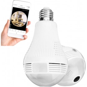 GloboStar Κρυφή Κάμερα Παρακολούθησης με Υποδοχή για Κάρτα Μνήμης IP WiFi 1080P Fish Eye 360° σε Σχήμα Λάμπας E27 76073