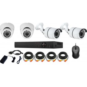 Ολοκληρωμένο Σύστημα CCTV με 4 Κάμερες KIT4-VDT20-SHK60-FH200E