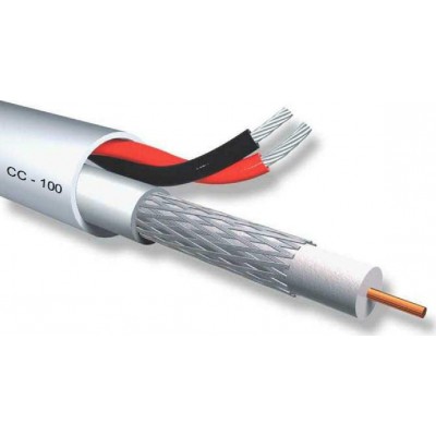 Biokal CC-100 Καλώδιο Σύνδεσης Συστημάτων CCTV Mini RG 59/2x 0.50mm2 100m White