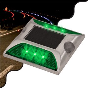 GloboStar Ανακλαστήρας Οδοστρώματος Αυτόνομος Ηλιακός Χωνευτός LED IP68 Πράσινος 71479