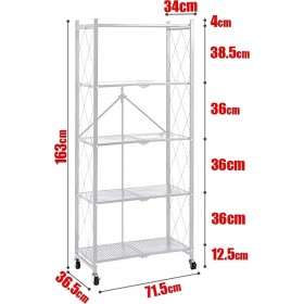 Ραφιέρα Μεταλλική με 5 Ράφια Λευκή 71.5x36.5x163cm