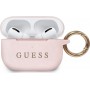 Guess Silicone Case Θήκη Σιλικόνης με Γάντζο Pink Blister για Apple AirPods Pro