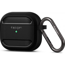 Spigen Rugged Armor Θήκη Σιλικόνης με Γάντζο Matte Black για Apple AirPods 3 Spigen Rugged Armor Θήκη Σιλικόνης με Γάντζο Matte Black για Apple AirPods 3