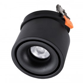 GloboStar Omega Στρογγυλό Μεταλλικό Χωνευτό Σποτ με Ενσωματωμένο LED και Θερμό Λευκό Φως σε Μαύρο χρώμα 10x10cmΚωδικός: 60297 