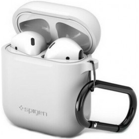 Spigen Silicone Case Θήκη Σιλικόνης με Γάντζο σε Λευκό χρώμα για Apple AirPods Spigen Silicone Case Θήκη Σιλικόνης με Γάντζο σε Λευκό χρώμα για Apple AirPods