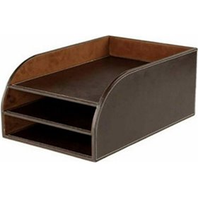 Osco Δίσκος Εγγράφων Δερμάτινος με 3 Ράφια 9017 σε Καφέ χρώμα 37x25x17cm Osco Δίσκος Εγγράφων Δερμάτινος με 3 Ράφια 9017 σε Καφέ χρώμα 37x25x17cm