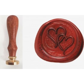 Faitakis Pack Σφραγίδα Βουλοκέρι Στρογγυλή Διπλή Καρδιά με Καφέ Σώμα Ø25mm
