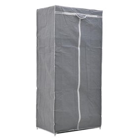 Υφασμάτινη Ντουλάπα με Φερμουάρ και Ράφια σε Γκρι Χρώμα 75x46x160cm 6-50-373-0023