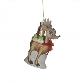 Inart Χριστουγεννιάτικο Ελαφάκι Γυάλινο Πολύχρωμο 14x7cm 4τμχ