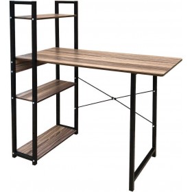 Γραφείο με Βιβλιοθήκη Ξύλινο με Μεταλλικά Πόδια Μαύρο / Καρυδί 90x40x110εκ.Κωδικός: ΕΟ401,1 