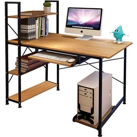 Γραφείο με Βιβλιοθήκη Ξύλινο με Μεταλλικά Πόδια Μαύρο / Φυσικό 100x48x118εκ.Κωδικός: ΕΟ402,2 