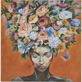 Inart Γυναικεία Φιγούρα με Λουλούδια Πίνακας σε Καμβά 100x100cmΚωδικός: 3-90-006-0261 
