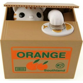 Κουμπαράς Πλαστικός Cat Orange 12x10x9cm