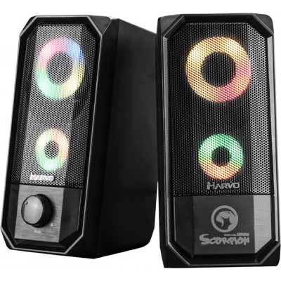 Marvo Scorpion SG-265 Ηχεία Υπολογιστή 2.0 με RGB Φωτισμό και Ισχύ 6W σε Μαύρο Χρώμα