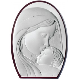 Prince Silvero Εικόνα Παναγία με Χριστό Ασημένια 15x21cm