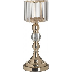 Inart Κηροπήγιο Μεταλλικό Χρυσό 16x16x40cm Inart Κηροπήγιο Μεταλλικό Χρυσό 16x16x40cm