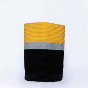 Διακοσμητικό Καλάθι Υφασμάτινο Hil Black/Yellow Με Χερούλια 35x35x45cm Palamaiki