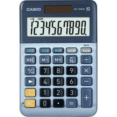 Casio Αριθμομηχανή MS-100EM 10 Ψηφίων σε Μπλε Χρώμα