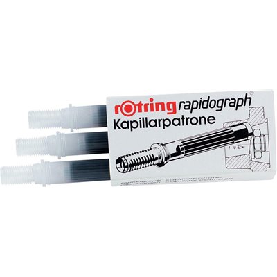 Rotring Ανταλλακτικό Μελάνι για Ραπιδογράφο σε Μαύρο χρώμα 3τμχ