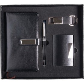 Ανδρικό Σετ Δώρου με στυλό μπρελόκ notebook και θήκη επαγγελματικών καρτών Μαύρο 2018.002-09