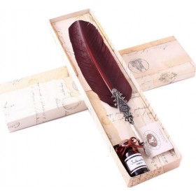 Francesco Rubinato Πένα Φτερό Χειροποίητη Σκαλιστή & Μελάνι Κόκκινο Francesco Rubinato Πένα Φτερό Χειροποίητη Σκαλιστή & Μελάνι Κόκκινο