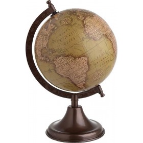 Inart Υδρόγειος Σφαίρα Διαμέτρου 18cm και Ύψους 23cm σε Καφέ χρώμα