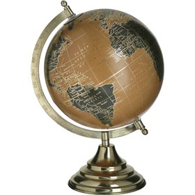 Inart Υδρόγειος Σφαίρα Διαμέτρου 33cm και Ύψους 29cm σε Καφέ χρώμα