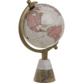 Inart Υδρόγειος Σφαίρα Διαμέτρου 15cm και Ύψους 25cm σε Μπεζ χρώμα