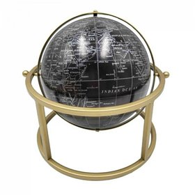 Inart Υδρόγειος Σφαίρα Διαμέτρου 28cm και Ύψους 37cm σε Μαύρο χρώμα