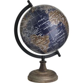 Inart Υδρόγειος Σφαίρα Διαμέτρου 23cm και Ύψους 34cm σε Μπλε χρώμα