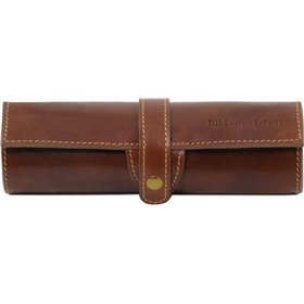 Tuscany Leather TL141620 Δερμάτινη Θήκη για 8 Στυλό σε Ταμπά χρώμα