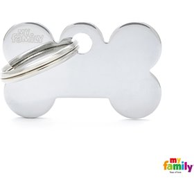 My Family Basic Ταυτότητα Σκύλου Κόκκαλο Ασημί Small 3x2cm σε Ασημί χρώμα