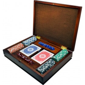 Supergifts Sapelly Σετ Ξύλινη Κασετίνα με 100 Μάρκες Πόκερ / Ζάρια / 2 Τράπουλες Πλαστικές Supergifts Sapelly Σετ Ξύλινη Κασετίνα με 100 Μάρκες Πόκερ / Ζάρια / 2 Τράπουλες Πλαστικές
