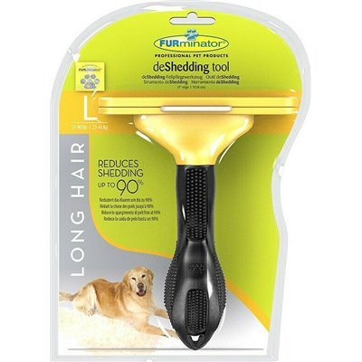 FURminator deShedding Tool Βούρτσα για Μακρύτριχους Σκύλους Μεγάλου Μεγέθους Κίτρινη