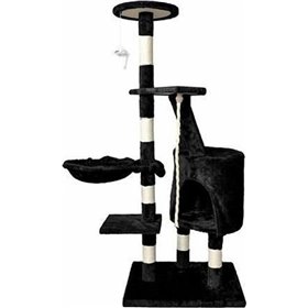 Δέντρο Γάτας Βελούδινο 5 Επιπέδων Μαύρο 49x49x118cm