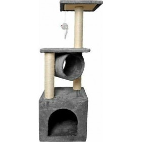 Γατόδεντρο με 5 Επίπεδα &amp 1 Κρυψώνα Γκρι 31x31x90cm
